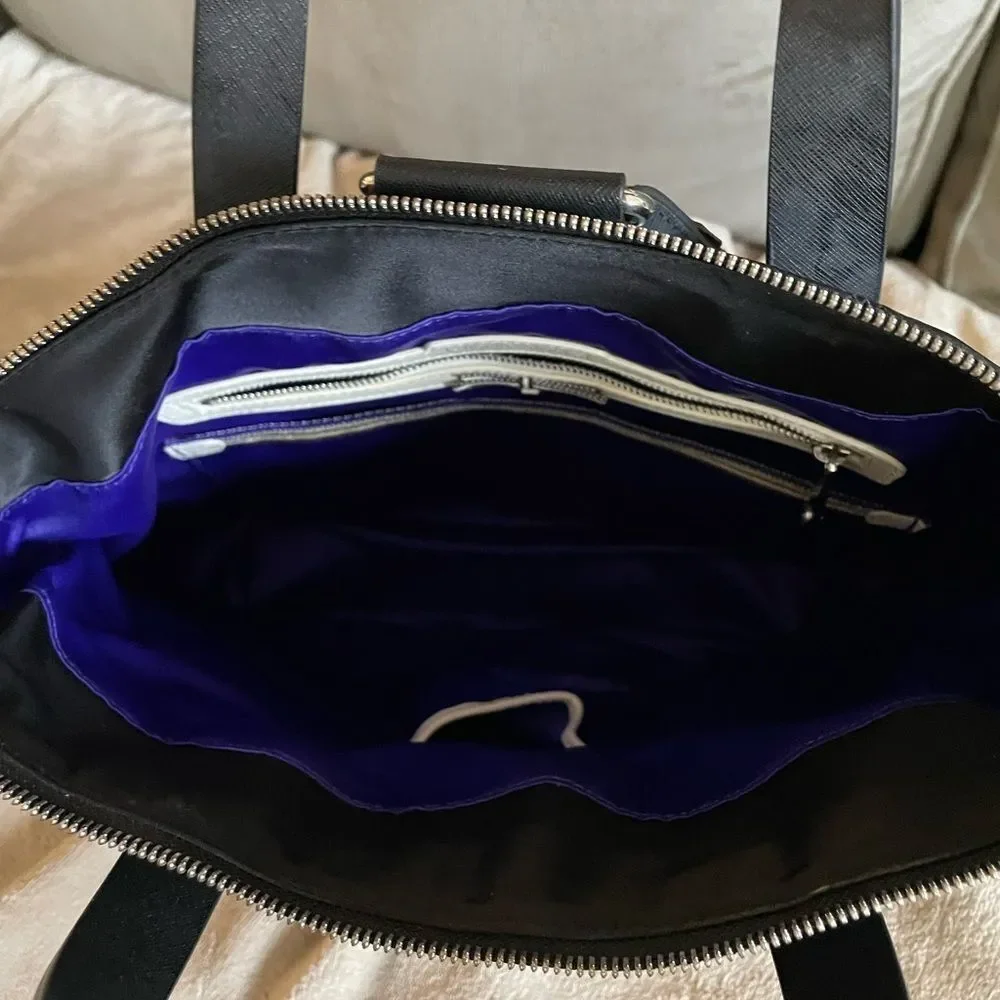Henri Bendel Black Jetsetter Nylon Convertible Tote Bag Silver Hardware Handbag